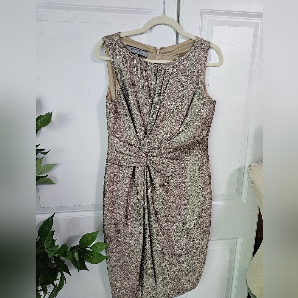 Anne Klein Gold Textured Midi Dress